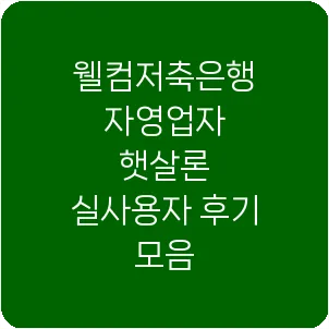 웰컴저축은행 자영업자 햇살론 실사용자 후기 모음