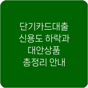 단기카드대출 신용도 하락과 대안상품 총정리 안내