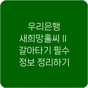 우리은행 새희망홀씨Ⅱ 갈아타기 필수 정보 정리하기