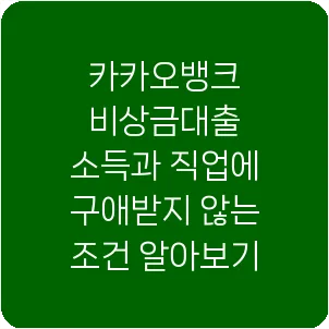 카카오뱅크 비상금대출 소득과 직업에 구애받지 않는 조건 알아보기