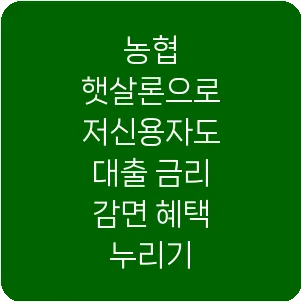 농협 햇살론으로 저신용자도 대출 금리 감면 혜택 누리기