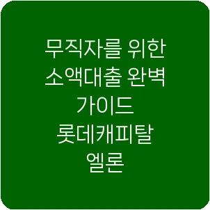 무직자를 위한 소액대출 완벽 가이드 롯데캐피탈 엘론