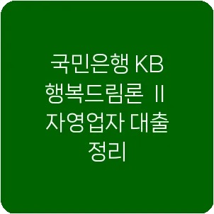 국민은행 KB 행복드림론 Ⅱ 자영업자 대출 정리