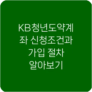 KB청년도약계좌 신청조건과 가입 절차 알아보기