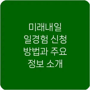 미래내일 일경험 신청 방법과 주요 정보 소개