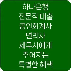 하나은행 전문직 대출 공인회계사 변리사 세무사에게 주어지는 특별한 혜택