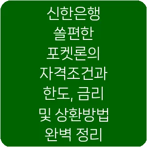신한은행 쏠편한 포켓론의 자격조건과 한도, 금리 및 상환방법 완벽 정리