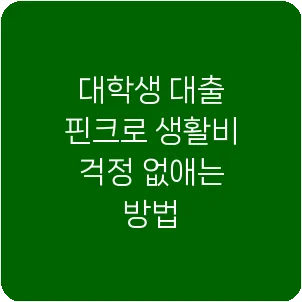 대학생 대출 핀크로 생활비 걱정 없애는 방법