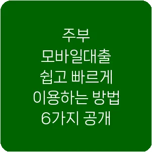 주부 모바일대출 쉽고 빠르게 이용하는 방법 6가지 공개