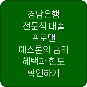 경남은행 전문직 대출 프로맨 예스론의 금리 혜택과 한도 확인하기
