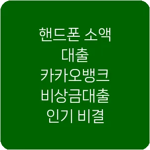 핸드폰 소액 대출 카카오뱅크 비상금대출 인기 비결