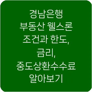 경남은행 부동산 웰스론 조건과 한도, 금리, 중도상환수수료 알아보기