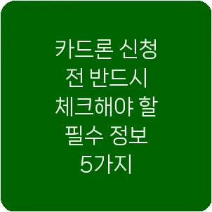 카드론 신청 전 반드시 체크해야 할 필수 정보 5가지