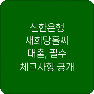 신한은행 새희망홀씨 대출, 필수 체크사항 공개