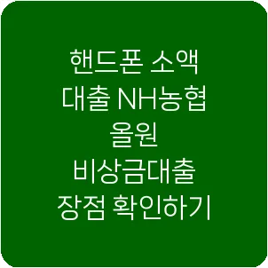 핸드폰 소액 대출 NH농협 올원 비상금대출 장점 확인하기