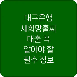 대구은행 새희망홀씨 대출 꼭 알아야 할 필수 정보