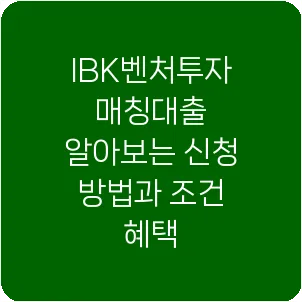 IBK벤처투자매칭대출 알아보는 신청 방법과 조건 혜택