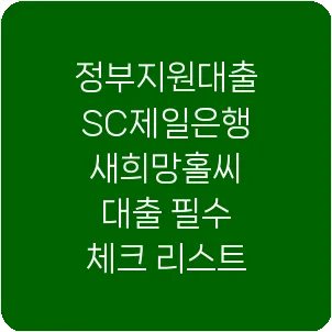 정부지원대출 SC제일은행 새희망홀씨 대출 필수 체크 리스트