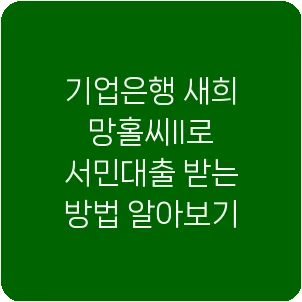 기업은행 새희망홀씨II로 서민대출 받는 방법 알아보기