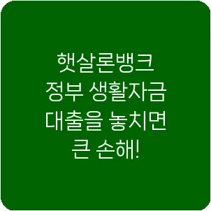 햇살론뱅크 정부 생활자금 대출을 놓치면 큰 손해!