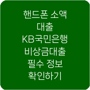 핸드폰 소액 대출 KB국민은행 비상금대출 필수 정보 확인하기