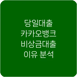 당일대출 카카오뱅크 비상금대출 이유 분석