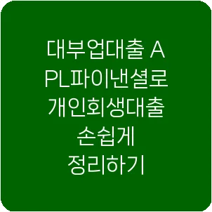 대부업대출 APL파이낸셜로 개인회생대출 손쉽게 정리하기