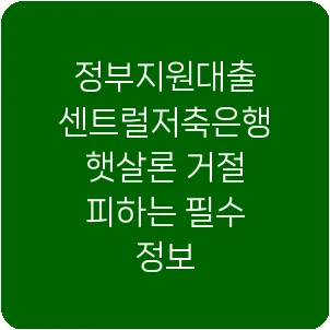 정부지원대출 센트럴저축은행 햇살론 거절 피하는 필수 정보
