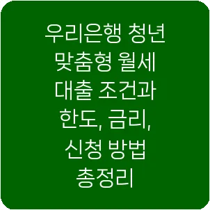 우리은행 청년 맞춤형 월세 대출 조건과 한도, 금리, 신청 방법 총정리