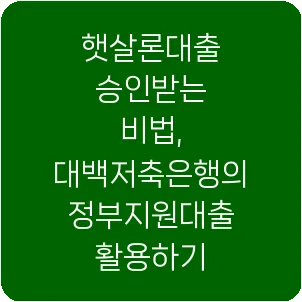 햇살론대출 승인받는 비법, 대백저축은행의 정부지원대출 활용하기