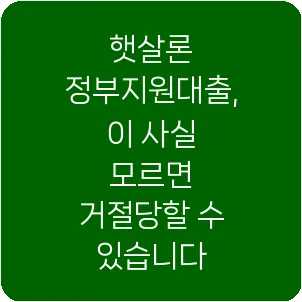 햇살론 정부지원대출, 이 사실 모르면 거절당할 수 있습니다