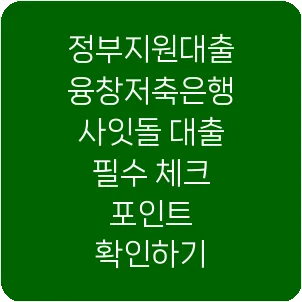 정부지원대출 융창저축은행 사잇돌 대출 필수 체크 포인트 확인하기