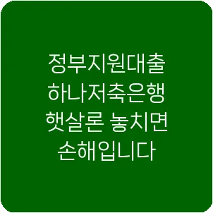 정부지원대출 하나저축은행 햇살론 놓치면 손해입니다