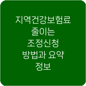 지역건강보험료 줄이는 조정신청 방법과 요약 정보