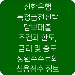 신한은행 특정금전신탁 담보대출 조건과 한도, 금리 및 중도상환수수료와 신용점수 정보