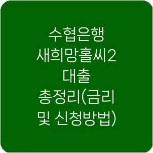 수협은행 새희망홀씨2 대출 총정리(금리 및 신청방법)