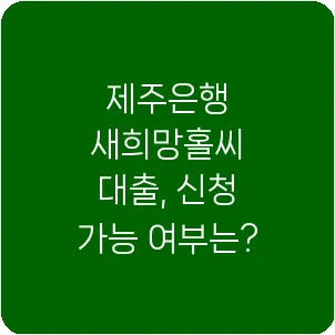 제주은행 새희망홀씨 대출, 신청 가능 여부는?
