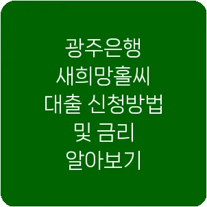 광주은행 새희망홀씨 대출 신청방법 및 금리 알아보기