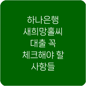 하나은행 새희망홀씨 대출 꼭 체크해야 할 사항들