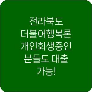 전라북도 더불어행복론 개인회생중인 분들도 대출 가능!