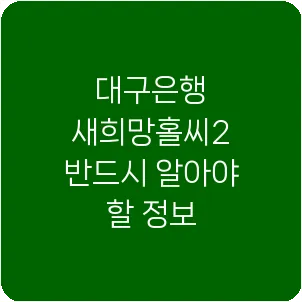 대구은행 새희망홀씨2 반드시 알아야 할 정보