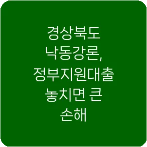 경상북도 낙동강론, 정부지원대출 놓치면 큰 손해