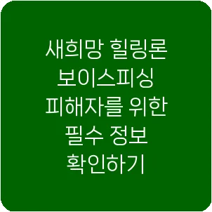 새희망 힐링론 보이스피싱 피해자를 위한 필수 정보 확인하기