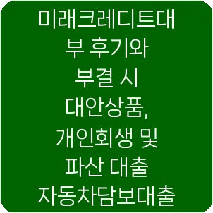 미래크레디트대부 후기와 부결 시 대안상품, 개인회생 및 파산 대출 자동차담보대출