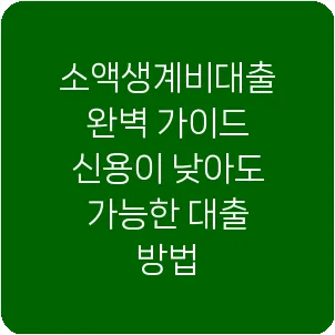 소액생계비대출 완벽 가이드 신용이 낮아도 가능한 대출 방법