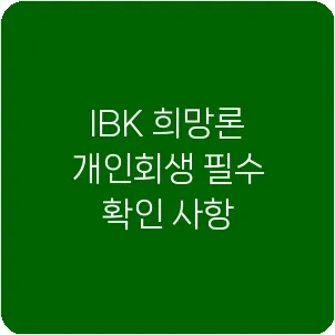 IBK 희망론 개인회생 필수 확인 사항