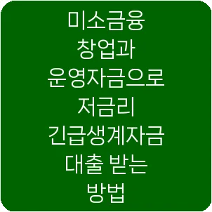 미소금융 창업과 운영자금으로 저금리 긴급생계자금 대출 받는 방법