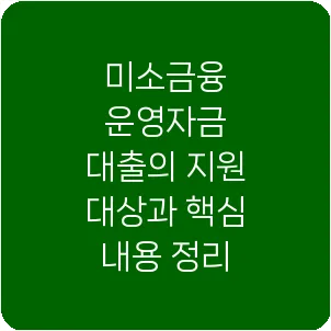 미소금융 운영자금 대출의 지원 대상과 핵심 내용 정리
