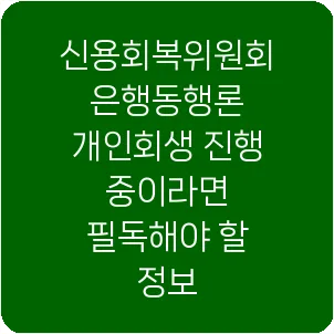 신용회복위원회 은행동행론 개인회생 진행 중이라면 필독해야 할 정보