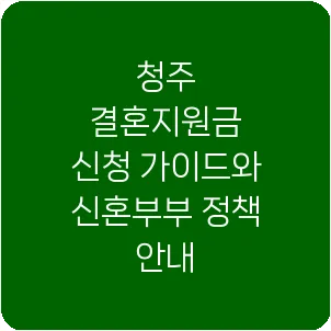 청주 결혼지원금 신청 가이드와 신혼부부 정책 안내